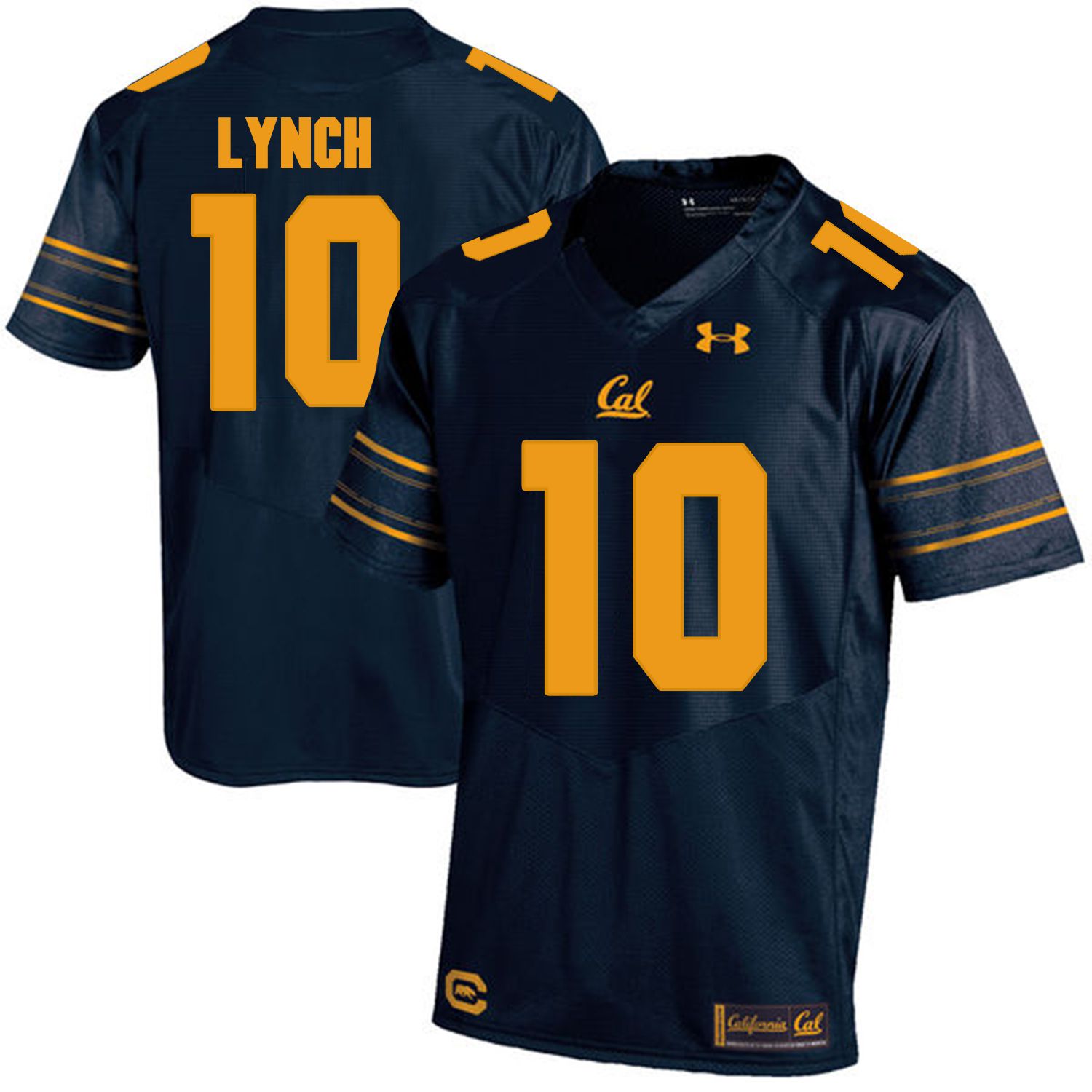 Men California Golden Bears #10 Marshawn Lynch Dark blue Customized NCAA Jerseys->customized ncaa jersey->Custom Jersey